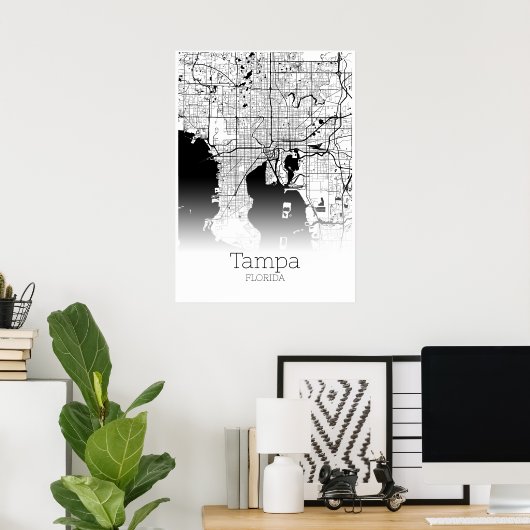 Tampa Map - Florida - City Map Poster (Thuiskantoor)