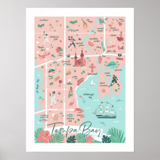 Tampa Map Print, 18 "x24" Poster