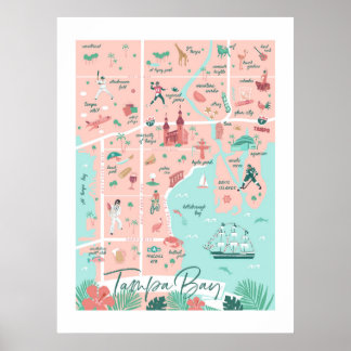 Tampa Map Print, 30 "x40" Poster