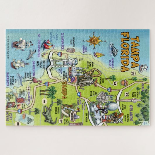 Tampa Orlando Florida Fun Map Legpuzzel (Horizontaal)