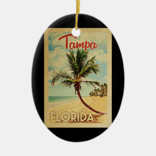 Tampa Palm Tree Vintage Travel Keramisch Ornament