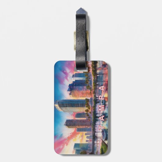 Tampa Skyline Abstracte kunst Bagagelabel (Achterkant verticaal)