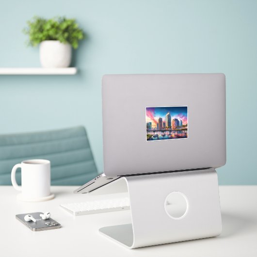 Tampa Skyline Abstracte kunst Sticker (Laptop op bureau)