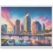 Tampa Skyline Abstracte kunst Sticker (Voorkant)