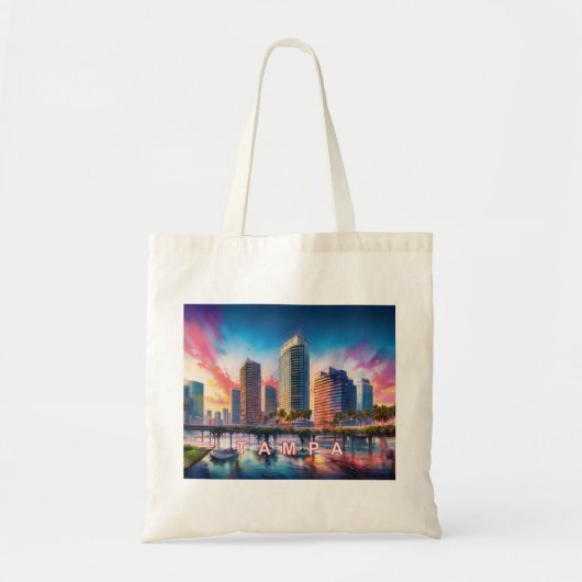 Tampa Skyline Abstracte kunst Tote Bag (Voorkant)