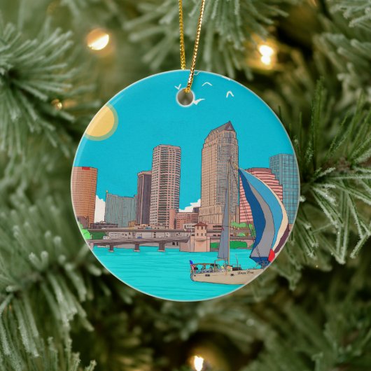 Tampa Skyline Florida USA Keramisch Ornament (Boom)