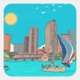 Tampa Skyline Florida USA Vierkante Sticker