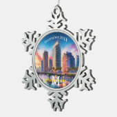 Tampa Skyline Snowflake Pewter Kerstversiering Tin Sneeuwvlok Ornament (Rechts)
