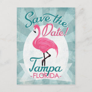 Tampa sparen de Datum roze Flamingo Aankondigingskaart