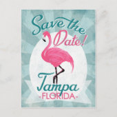 Tampa sparen de Datum roze Flamingo Aankondigingskaart (Voorkant)