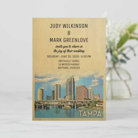 Tampa Wedding Invitation Florida Kaart (Staand voorkant)