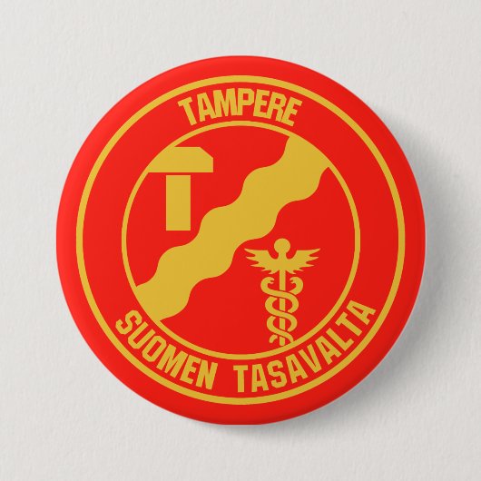 Tampere Round Emblem Ronde Button 7,6 Cm (Voorkant)
