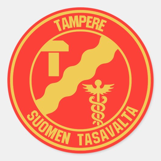 Tampere Round Emblem Ronde Sticker (Voorkant)