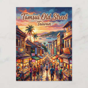Tamsui Oude Straat Taiwan Briefkaart
