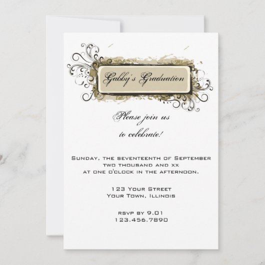 Tan Abstract Floral Gradual Party Invitation Kaart (Voorkant)