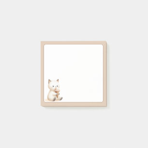 Tan Achtergrond Schattigee Kat met Ice Cream Cone Post-it® Notes