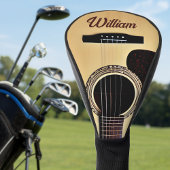 Tan akoestische gitaar Woodgrain gitarist Naam Tek Golfheadcover