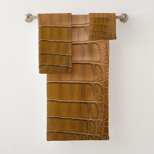 Tan Alligator Patroon Home Decor Bad Handdoek (Insitu)