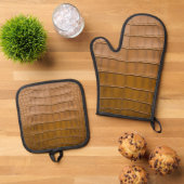 Tan Alligator Patroon Home Decor Ovenwant & Pannenlap Set (Top down)