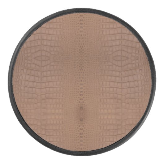 Tan alligator textuur afdrukken hockey puck (Voorkant)