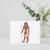Tan Ancient Egyptian Man in Headdress Holding Ankh Briefkaart (Staand voorkant)
