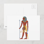 Tan Ancient Egyptian Man in Headdress Holding Ankh Briefkaart (Voorkant / Achterkant)