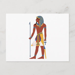 Tan Ancient Egyptian Man in Headdress Holding Ankh Briefkaart