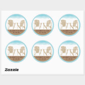 Tan and Blue Two Adirondack Beach Chairs | Wedding Ronde Sticker (Vel)