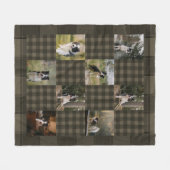 Tan and Brown Plaid 8 Photo Collage Fleece Deken (Voorkant (Horizontaal))