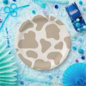Tan and Cream Cow Print 1st Birthday Papieren Bordje (Feest)