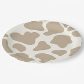 Tan and Cream Cow Print 1st Birthday Papieren Bordje (Gekanteld)