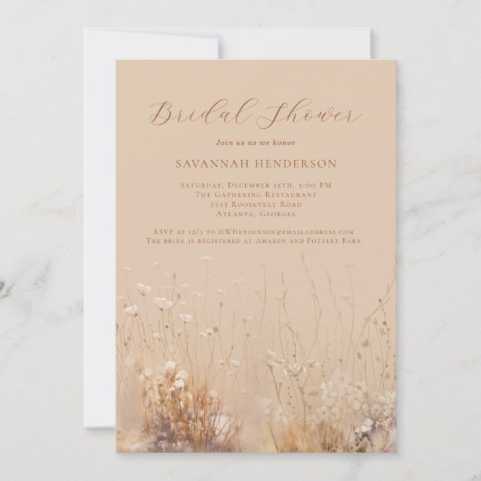 Tan and Cream Neutral Bridal Shower Invitation Kaart (Voorkant)