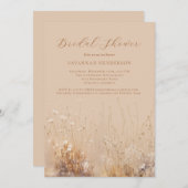 Tan and Cream Neutral Bridal Shower Invitation Kaart (Voorkant / Achterkant)