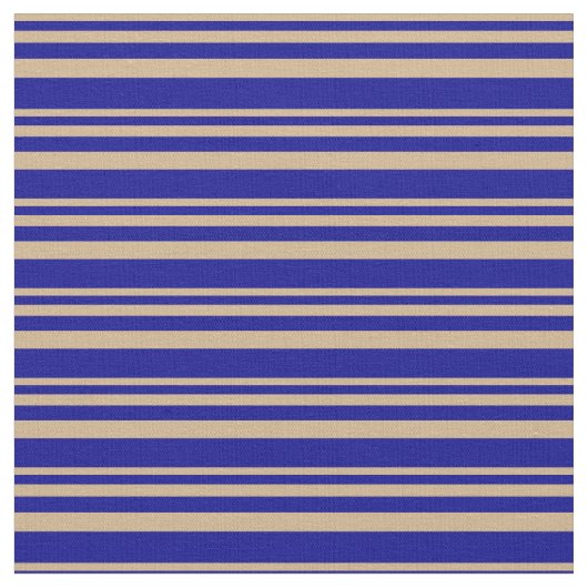 Tan and Dark Blue Pattern of Stripes Stof (Close Up)