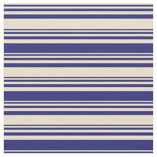 Tan and Midnight Blue Pattern of Stripes Stof (Close Up)