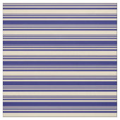 Tan and Midnight Blue Pattern of Stripes Stof (Swatch)