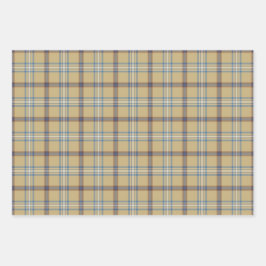 Tan and Wedgewood Blue Modern Inpakpapier Vel