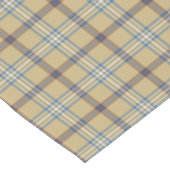 Tan and Wedgewood Blue Plaid Korte Tafelloper (Hoek)