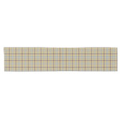 Tan and Wedgewood Blue Plaid Korte Tafelloper (Horizontaal)