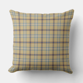 Tan and Wedgewood Blue Plaid Kussen