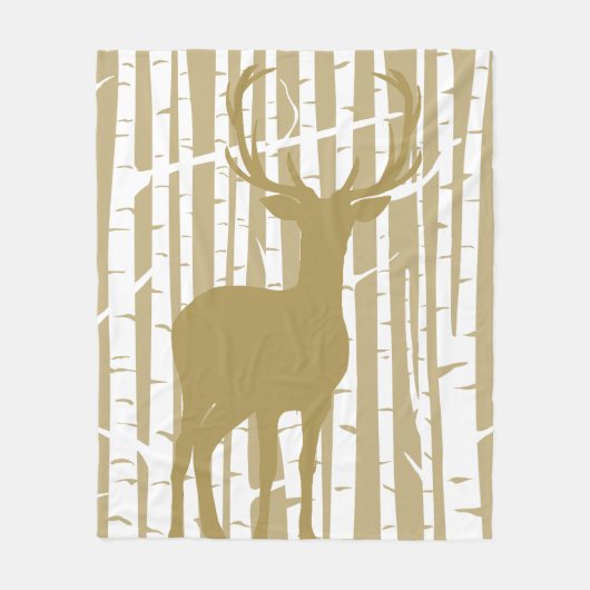 Tan and White Birch Forest Woodland Fleece Blanket Deken (Voorkant)