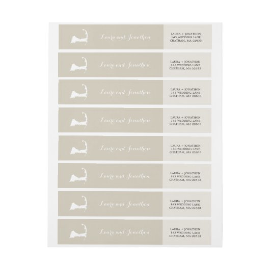 Tan and White Cape Cod Massachusetts Kaart Bruilof (Vel)