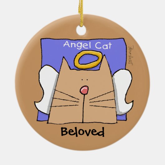 Tan Angel Cat Personaliseren Keramisch Ornament (Achterkant)