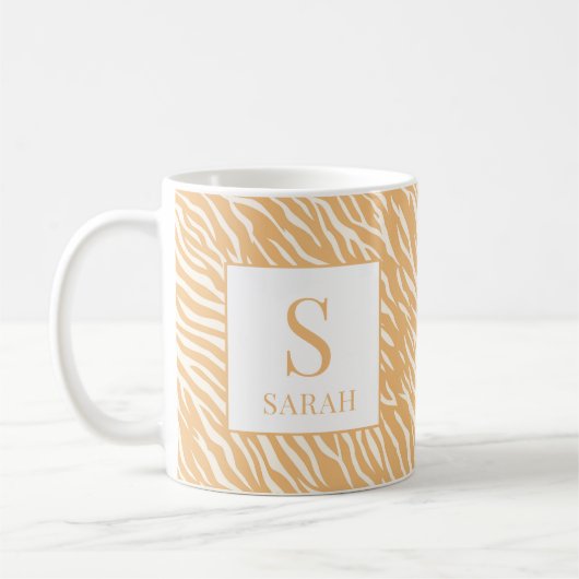 Tan Animal Stripes Custom Name Initial Mug Koffiemok (Links)