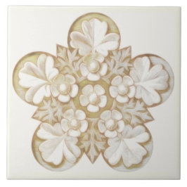 Tan Antiek Architecture Floral Tile 6x6 Tegeltje