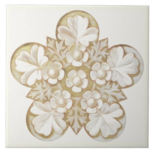 Tan Antiek Architecture Floral Tile 6x6 Tegeltje