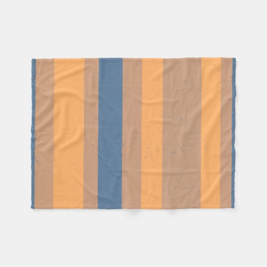 Tan Apricot Sinaasappel Dusty Blue Flecked Stripes Fleece Deken (Voorkant (Horizontaal))