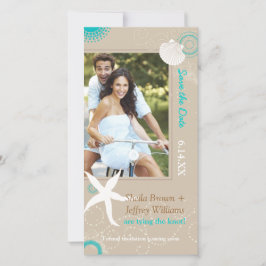 Tan Aqua White Beach Photo Weddenschap Save the Da Date