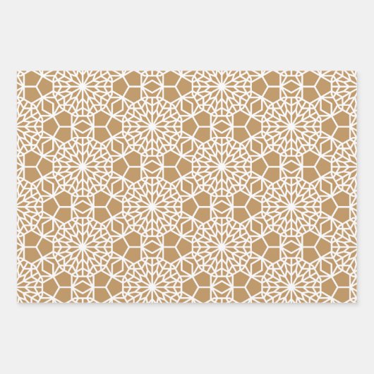 Tan Arabesque Geometric Pattern Inpakpapier Vel (Voorkant 2)