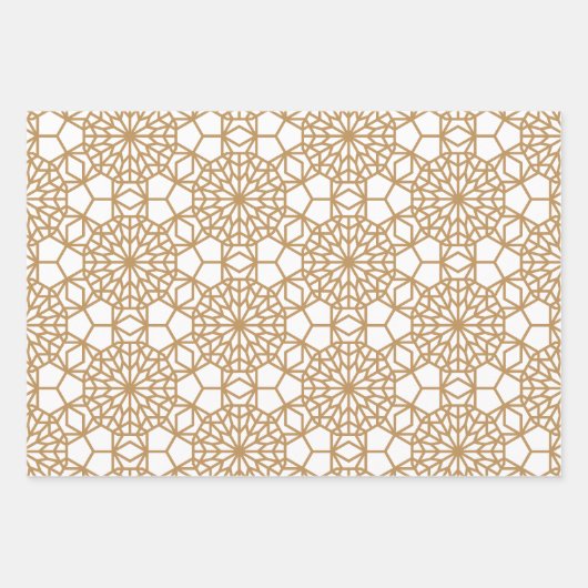 Tan Arabesque Geometric Pattern Inpakpapier Vel (Voorkant)